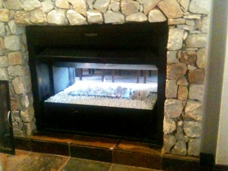 Pebble Vent Free Flueless Built In Double Sided Fireplace